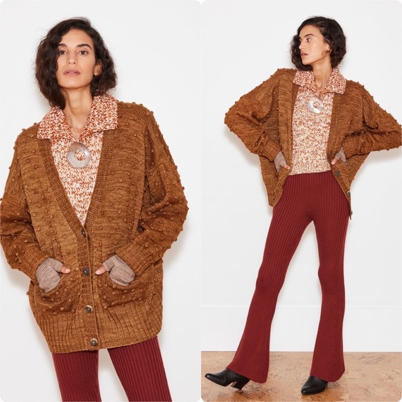 Misha And Puff Sweaters - Misha & Puff Popcorn Bubble Cardigan in Acorn